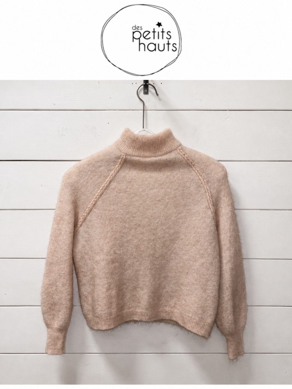 Des Petits Hauts Cosette Pale Pink Fuzzy Sweater – Size 0 / XS